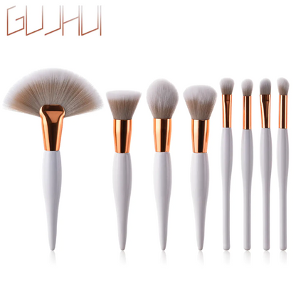 Professional 8-Piece Silver & Black Makeup Brush Set