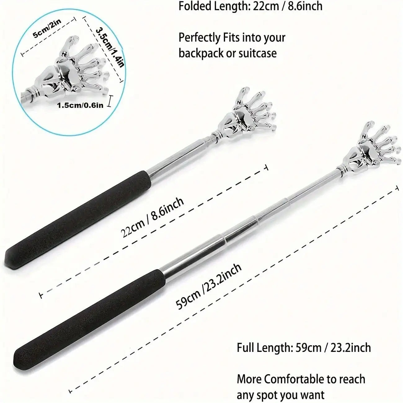 1PC random color Extendable Back Scratcher, Stainless Steel Portable Telescopic Rubber Handle Back Scratchers For Thanksgiving
