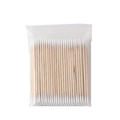 100Pcs Double-Ended Cotton Swabs Fine Pointed Tips for Nail Art Makeup Eyeliner Correction - Beauty Tools