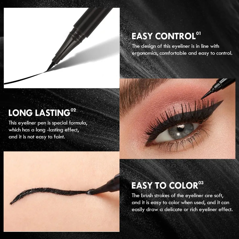 Waterproof Liquid Eyeliner Pen Set – Ultra-Fine Black Tip