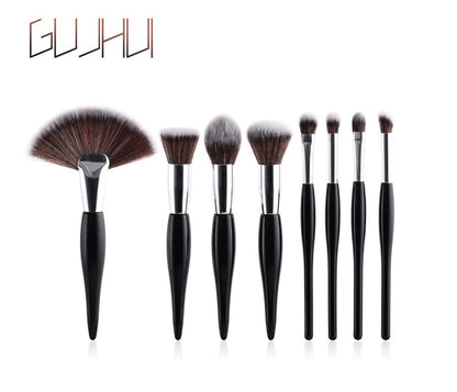 Professional 8-Piece Silver & Black Makeup Brush Set